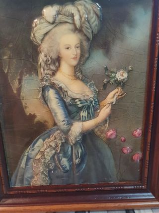 Cuadro antiguo mujer con flores