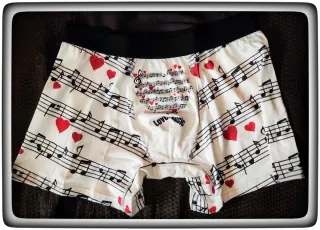 Calzoncillos con notas musicales y corazones