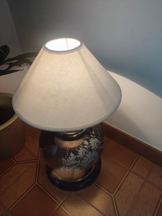 Lámpara de mesa vintage porcelana azul cobalto