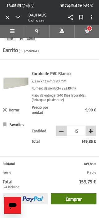 Rodapié PVC Blanco Antihumedad