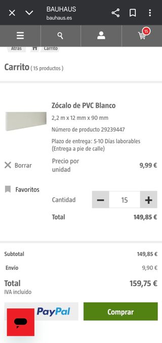 Rodapié PVC Blanco Antihumedad