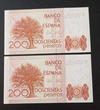 2 Billetes 200 Pesetas 1990 Banco de España