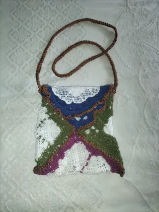 Bolso vintage multicolor tejido