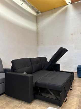 Sofá Cama Negro Tela Modular - Chaiselongue