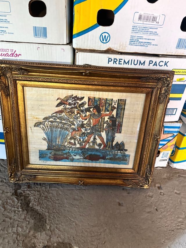 Quadro antico dipinto su papiro egizio