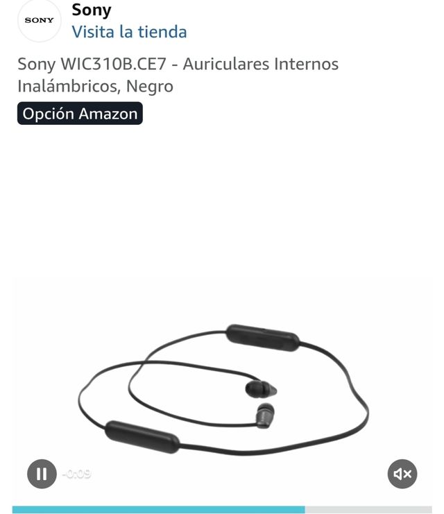 Auriculares Sony WIC310 Bluetooth Negros