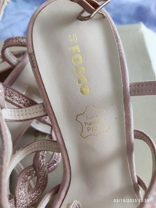 Sandalias tacón FOSCO rosa y dorado talla 40