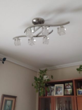 Lámpara de techo moderna plata y cristal