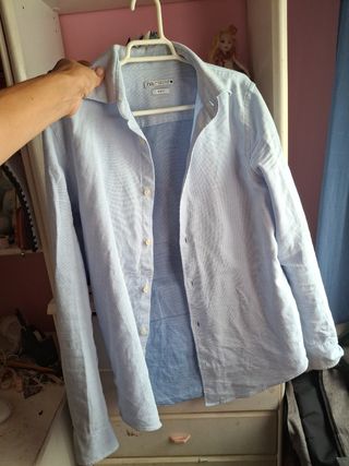 Camisa Zara Slim Fit Talla S Azul