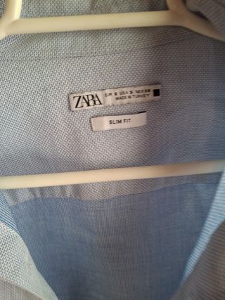 Camisa Zara Slim Fit Talla S Azul