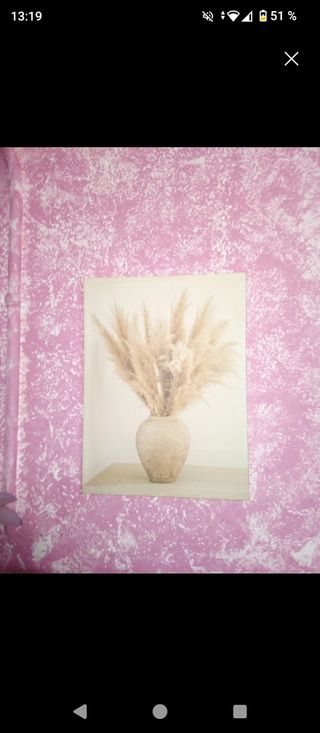 Cuadro decorativo con jarrón y pampas