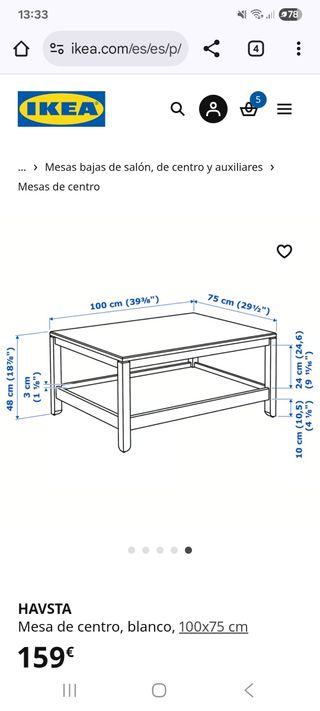 Havsta ikea Mesita de centro marrón oscuro 