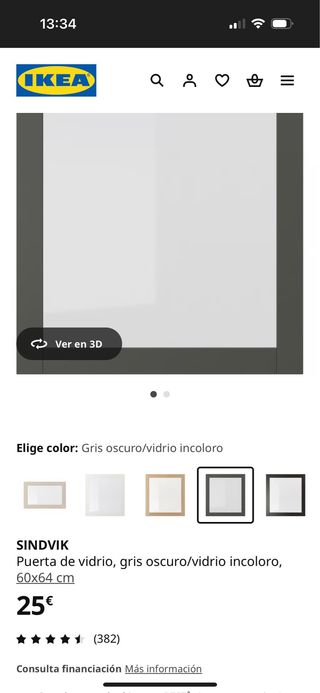 Puerta de cristal SINDVIK IKEA 60x64 cm