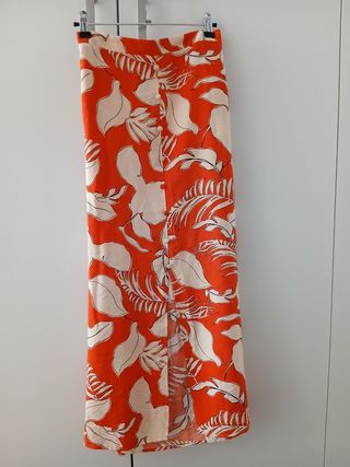 Falda larga naranja y beige Primark