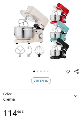 Arebos Batidora Amasadora Multifunción 1500W Crema