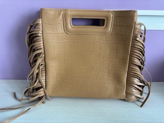 Bolso Maje Beige/Marrón Cocodrilo Flecos