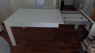 Mesa extensible blanca salón 1.3x0.9x2m