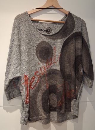 Jersey Desigual Gris con Estampado Círculos