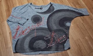 Jersey Desigual Gris con Estampado Círculos