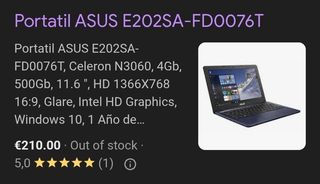 Portátil Asus E202SA-FD0076T 11.6" N3050 2/32GB 