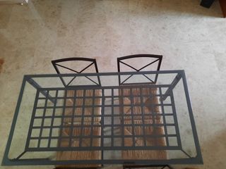 Tavolo in ferro e vetro con 4 sedie