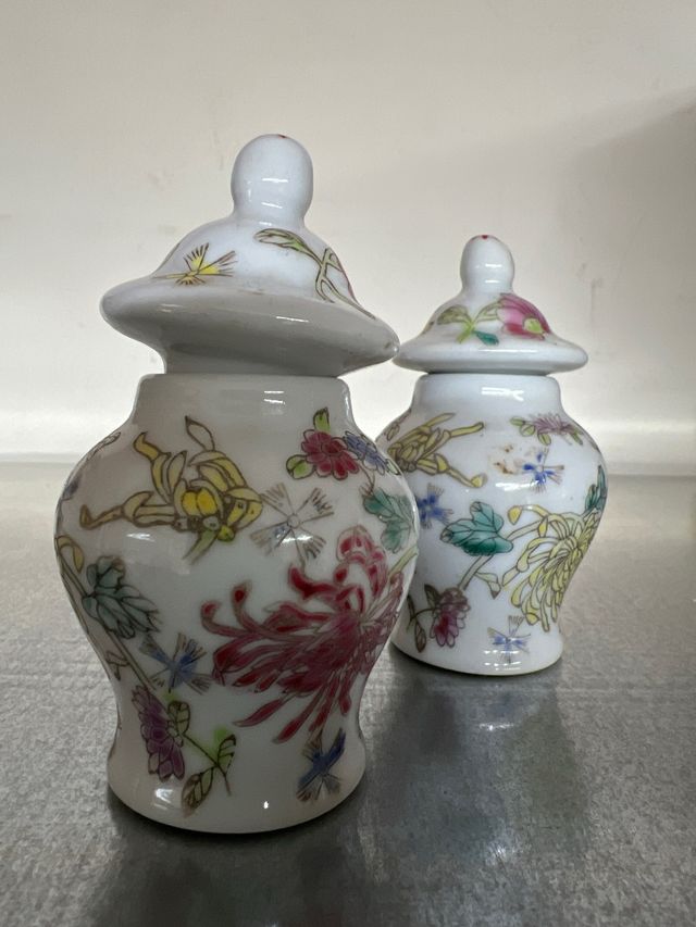 2 Vasetti Cinesi Miniatura Fiori