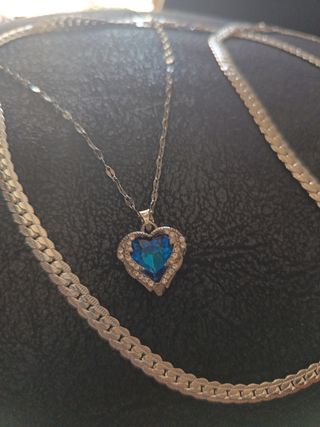 Lote 2 Cadenas Plata 45/50cm + Colgante Corazón