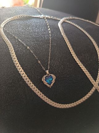 Lote 2 Cadenas Plata 45/50cm + Colgante Corazón