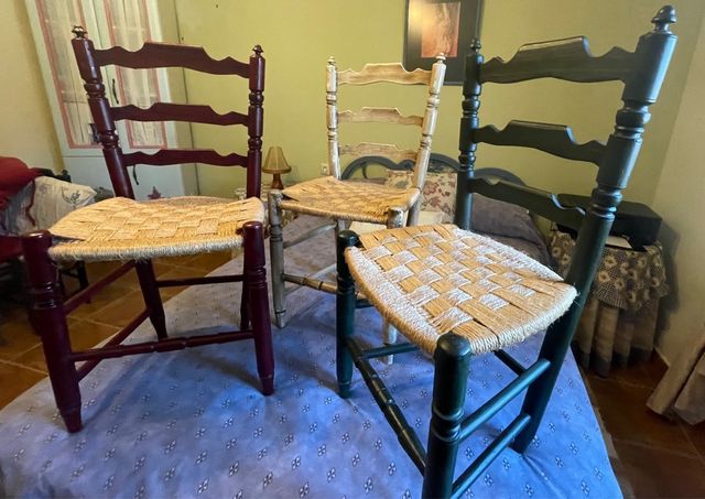 Lote 6 Sillas Rústicas Madera y Esparto