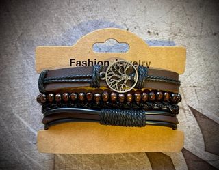 Pulseras unisex cuero árbol vida cuero 