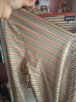 Blusa Mopete Talla 42 Rayas Beige Multicolor
