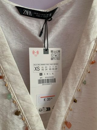 Camisa Zara blanca con pedrería Talla XS