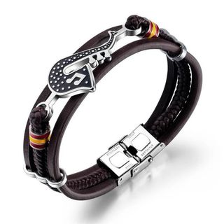Pulsera Cuero Saxofón Notas Musicales