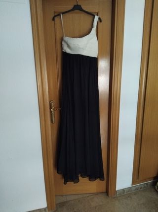 Vestido largo blanco y negro