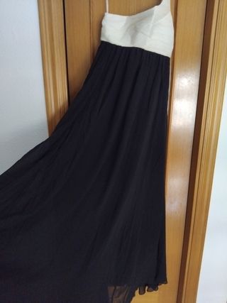 Vestido largo blanco y negro