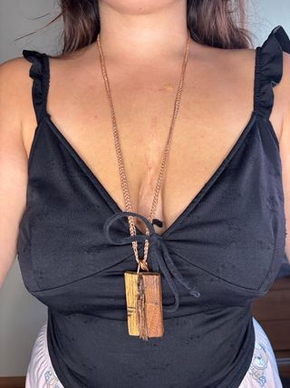 Collana lunga artigianale legno e rame