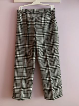Pantalón Zara cuadros blanco y negro