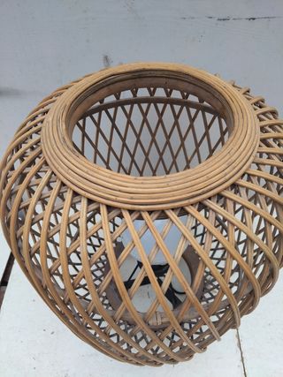 Lámpara sobremesa vintage mimbre vintage terraza 