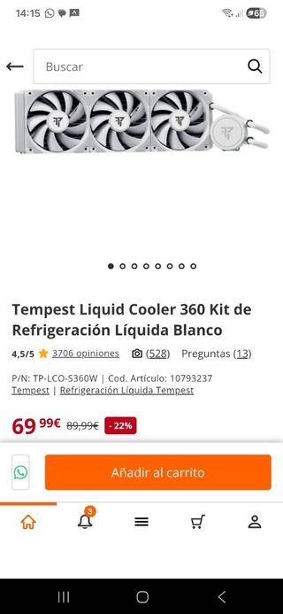 Refrigeración líquida tempest 360 