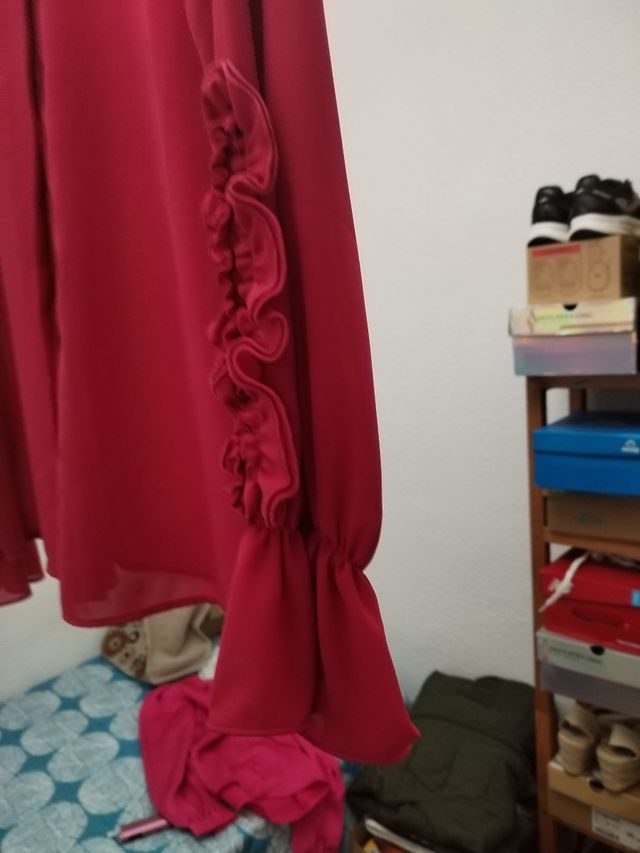 Blusa Zara fucsia Volantes Manga Larga