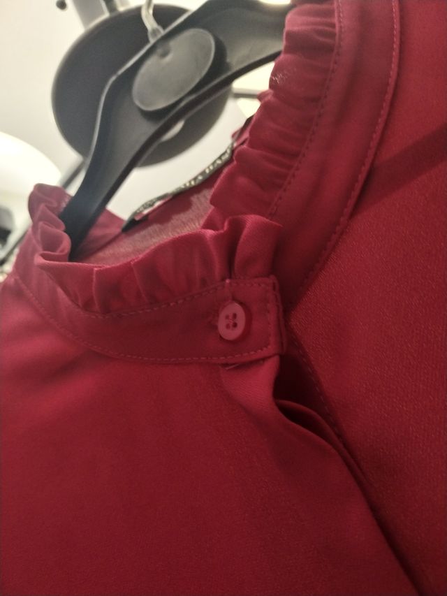 Blusa Zara fucsia Volantes Manga Larga