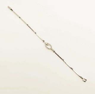 Pulsera Oro Blanco 18K con Piedras Blancas