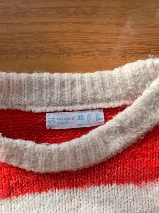 Jersey a rayas Primark talla XS | Blanco y rojo | 