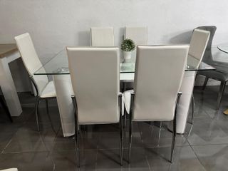Mesa Comedor Cristal 6 Sillas 150x90cm