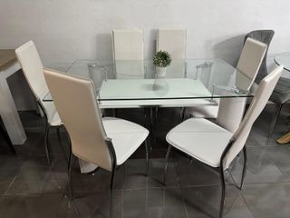 Mesa Comedor Cristal 6 Sillas 150x90cm
