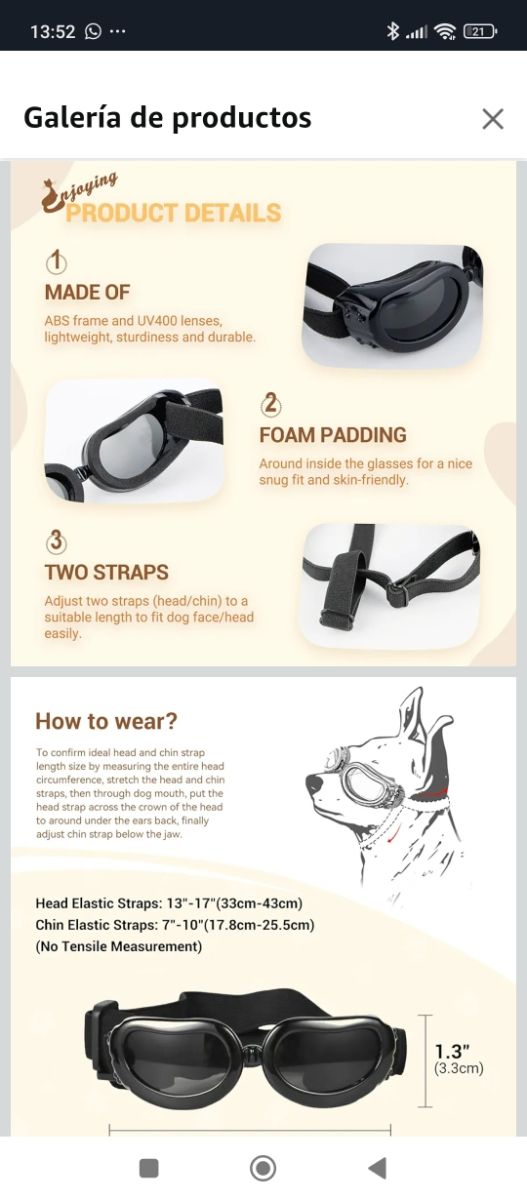 Gafas para perro pequeño