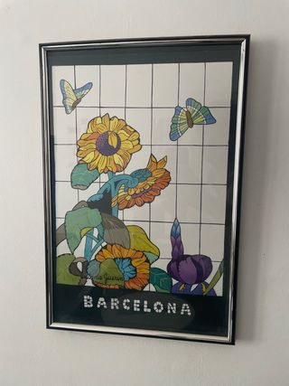 Cuadro Decorativo Barcelona Flores y Mariposas