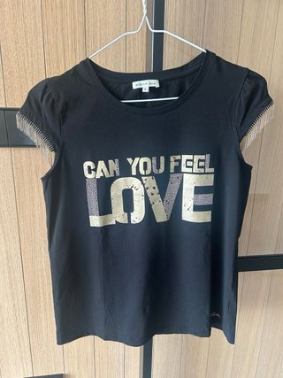 Camiseta Kocca Negra Talla S con Detalles