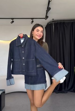 Chaqueta vaquera oversized con dobladillo