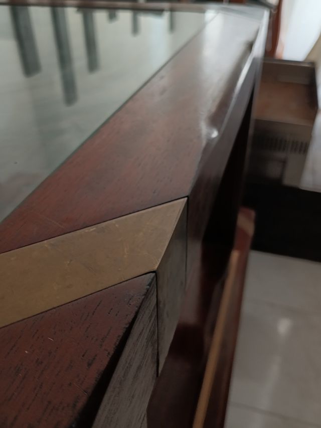 Dos mesas de centro en roble  y cristal años 80s.